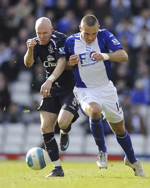 Johnson and Murphy Clash: Intense Moment from Birmingham vs. Everton Premier League Match, 2008