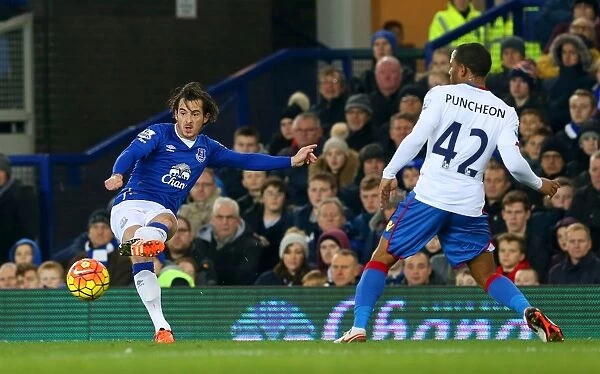 Leighton Baines in Action: Everton vs Crystal Palace, Premier League at Goodison Park