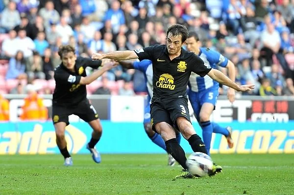 Leighton Baines Scores Penalty: Everton's Dramatic Equalizer in 2-2 Draw vs. Wigan Athletic (Barclays Premier League, October 6, 2012)