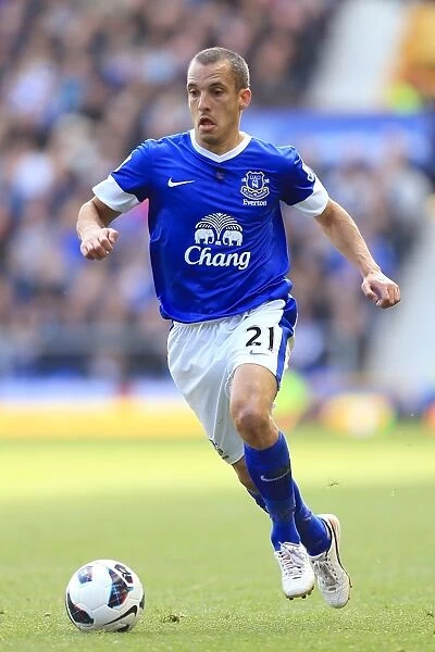 Leon Osman Scores the Third Goal in Everton's 3-1 Victory over Southampton at Goodison Park (BPL 2012)