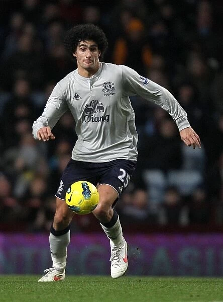 Marouane Fellaini in Action for Everton against Aston Villa at Villa Park during the Barclays Premier League Match on 14 January 2012