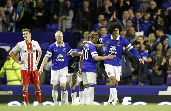 Marouane Fellaini Scores the Second Goal: Everton's Triumph over Stevenage in Capital One Cup (28-08-2013)