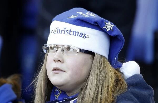 A Merry Everton Christmas: Everton FC vs West Bromwich Albion (2010) - Fan in Holiday Spirit at Goodison Park