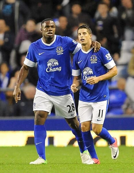 Mirallas and Anichebe: Everton's Unstoppable Duo Celebrate Opening Goal in 5-0 Capital One Cup Victory over Leyton Orient