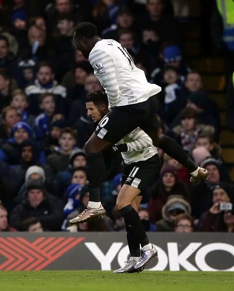 Mirallas and Lukaku: Everton's Unstoppable Duo Celebrate Second Goal Against Chelsea