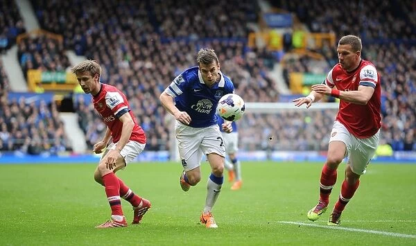 Monreal, Podolski, and Coleman's Intense Battle: Everton's Victory Over Arsenal (3-0, 2014)