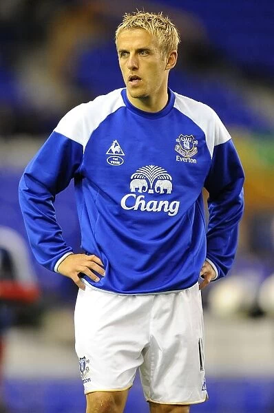 Phil Neville in Action: Everton vs. West Bromwich Albion, Carling Cup Round 3 at Goodison Park (September 21, 2011)