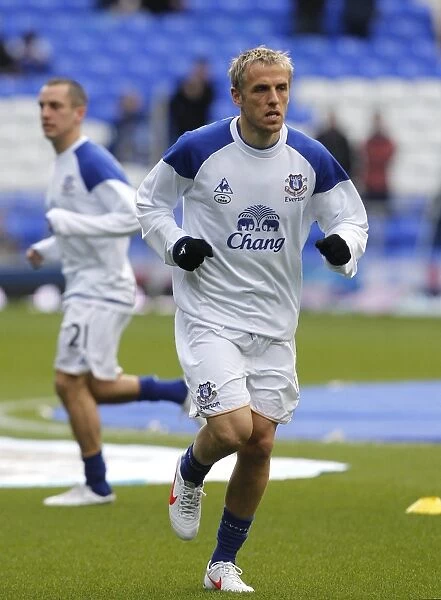 Phil Neville in Action: Everton vs. Tottenham Hotspur, Barclays Premier League (10 March 2012) - Goodison Park