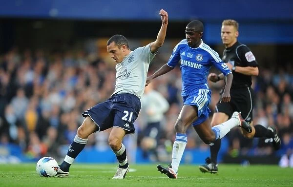 Ramires Watches as Osman Shoots: A Tense Moment in the Chelsea vs. Everton Barclays Premier League Match (15 October 2011, Stamford Bridge)
