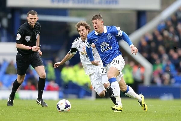 Ross Barkley's Skillful Outmaneuver of Jose Canas: Everton's Victory Over Swansea City (22-03-2014, Goodison Park)