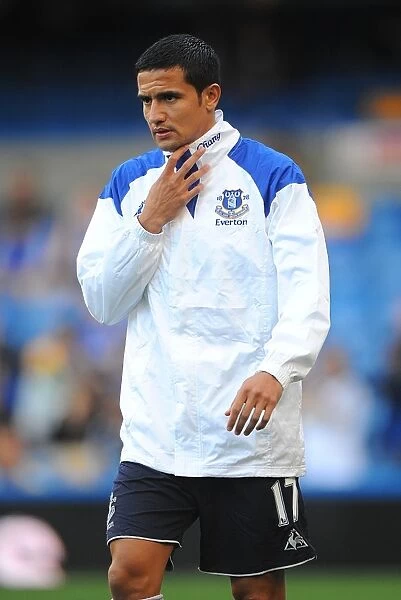 Tim Cahill of Everton Gears Up for Barclays Premier League Showdown against Chelsea at Stamford Bridge (15 October 2011)