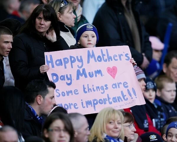 Young Everton Fan's Heartfelt Mother's Day Wish at Goodison Park during Everton vs. Portsmouth, Barclays Premier League, 07 / 08 Season