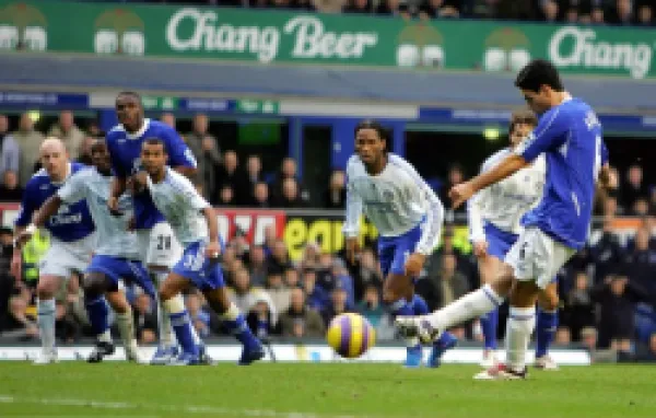 Buy Everton v Chelsea Mikel Arteta scores the first goal for Everton from a penalty