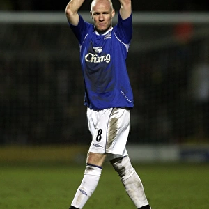 Andrew Johnson of Everton applauds the travelling fans