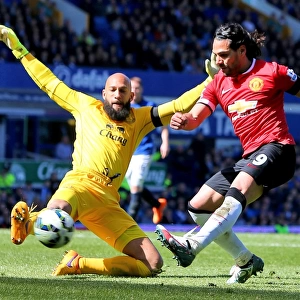 Blocked by Howard: Falcao's Thwarted Shot - Everton vs Manchester United