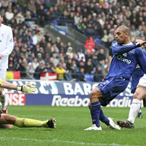 Bolton Wanderers v Everton James Vaughan scores the first goal for Everton