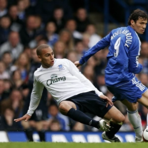 Chelsea v Everton - James Vaughan in action against Khalid Boulahrouz