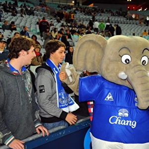 Everton FC's Chang the Elephant and Excited Fans at ANZ Stadium