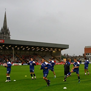 Everton Players Warm Up Ahead of Bohemians Friendly at Dalymount Park (15 August 2011)