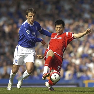 Everton v Charlton Athletic Phil Neville and Zheng Zhi