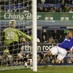 Everton v Fulham James Vaughan Everton scores his goal for 3-1