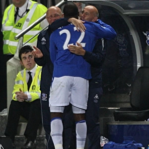 Everton's Ayegbeni Yakubu Celebrates Opening Goal in Carling Cup Clash vs. Hull City