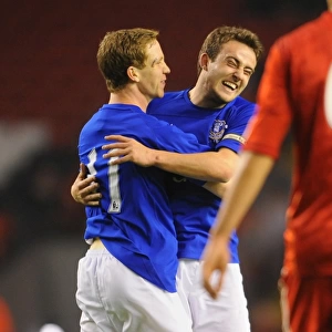 Everton's Forshaw and Baxter: A Moment of Triumph in the Derby Match vs. Liverpool (Reserve League North)