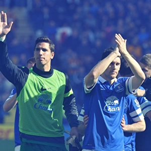 Everton's Glory: Barry and Robles Celebrate with Fans (Hull City 0-2 Everton, May 2014)