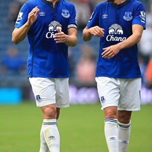 Everton's Jagielka and Mirallas: Celebrating Victory at The Hawthorns Against West Bromwich Albion