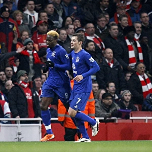 Everton's Saha and Bilyaletdinov: Celebrating the Opening Goal Against Arsenal (February 2011)