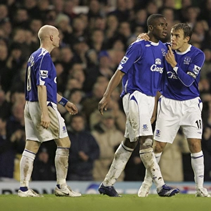 Everton's Victor Anichebe Scores and Celebrates Double with Captain Neville (Everton vs Newcastle United)