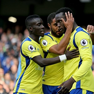 Everton's Victory at Manchester City: Idrissa Gueye and Ashley Williams Celebrate Romelu Lukaku's Goal