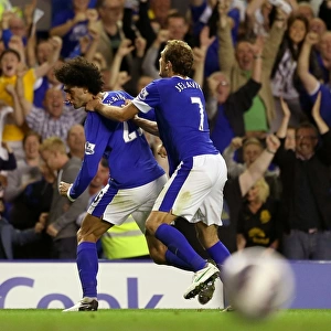 Fellaini and Jelavic: Everton's Unforgettable Goal Celebration vs. Manchester United (1-0, 20-08-2012)