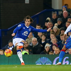 Leighton Baines in Action: Everton vs Crystal Palace, Premier League at Goodison Park