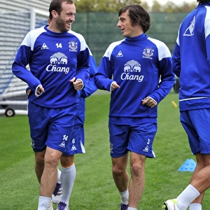 McFadden and Baines in Action: Everton FC Training at Finch Farm