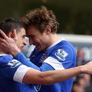 Mirallas and Jelavic Celebrate Everton's Second Goal vs. Tottenham in Premier League (PA Image)