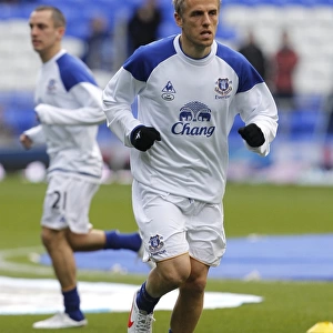 Phil Neville in Action: Everton vs. Tottenham Hotspur, Barclays Premier League (10 March 2012) - Goodison Park