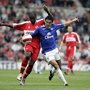 The Riverside Stadium - Middlesbroughs George Boateng and Evertons Tim Cahill in action