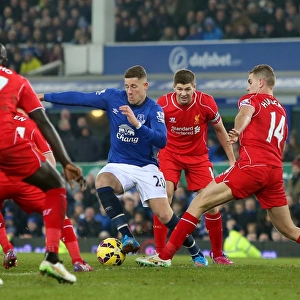 Ross Barkley in Action: Everton vs Liverpool at Goodison Park - Premier League Showdown