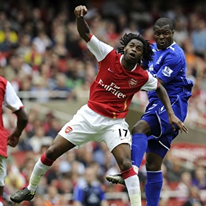 Song vs. Yakubu: Clash between Arsenal's Alexandre Song and Everton's Yakubu during the Barclays Premier League Match, Emirates Stadium, 2008