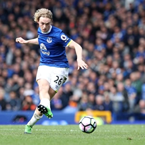 Tom Davies of Everton Facing Off Against Burnley at Goodison Park during the 2016-17 Premier League Season