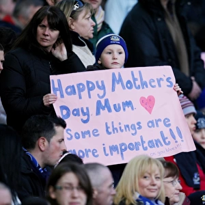 Young Everton Fan's Heartfelt Mother's Day Wish at Goodison Park during Everton vs. Portsmouth, Barclays Premier League, 07/08 Season