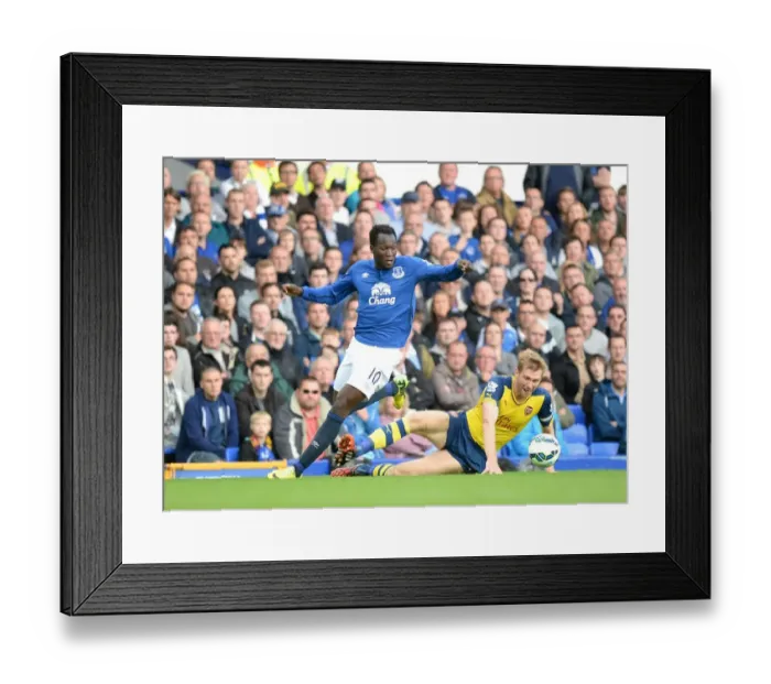 Framed Print : Battle for Ball Supremacy: Lukaku vs Mertesacker - Everton vs Arsenal, Premier League Framed Print : Battle for Ball Supremacy: Lukaku vs Mertesacker - Everton vs Arsenal, Premier League