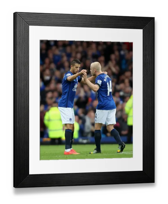 Framed Print : Mirallas and Naismith: Everton's Dynamic Duo Celebrate First Goal Against Chelsea Framed Print : Mirallas and Naismith: Everton's Dynamic Duo Celebrate First Goal Against Chelsea