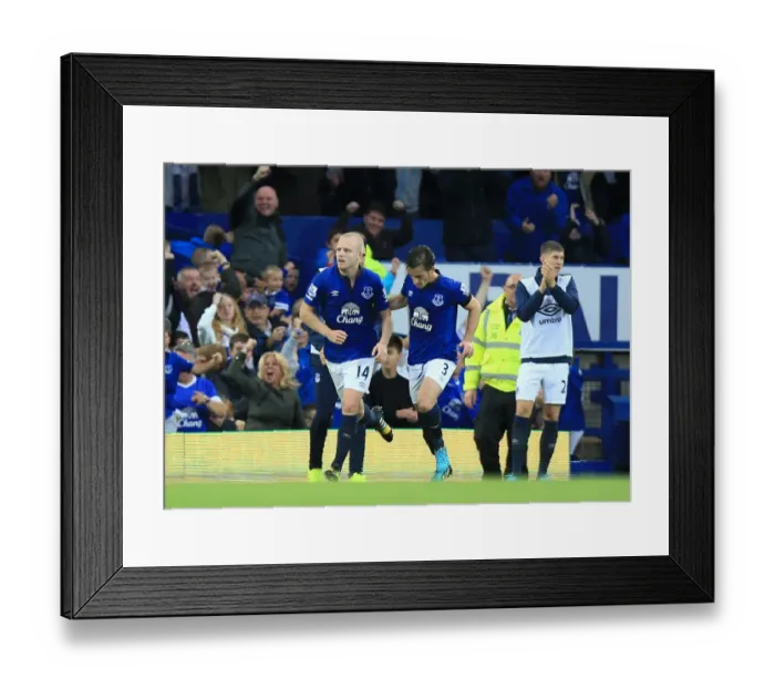 Framed Print : Naismith and Baines in Jubilant Moment as Everton Scores Second Against Chelsea Framed Print : Naismith and Baines in Jubilant Moment as Everton Scores Second Against Chelsea