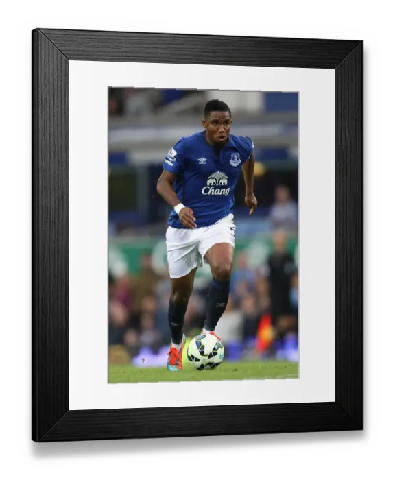 Framed Print : Samuel Eto'o's Thrilling Showdown at Goodison Park: Everton vs Chelsea, Barclays Premier League Framed Print : Samuel Eto'o's Thrilling Showdown at Goodison Park: Everton vs Chelsea, Barclays Premier League