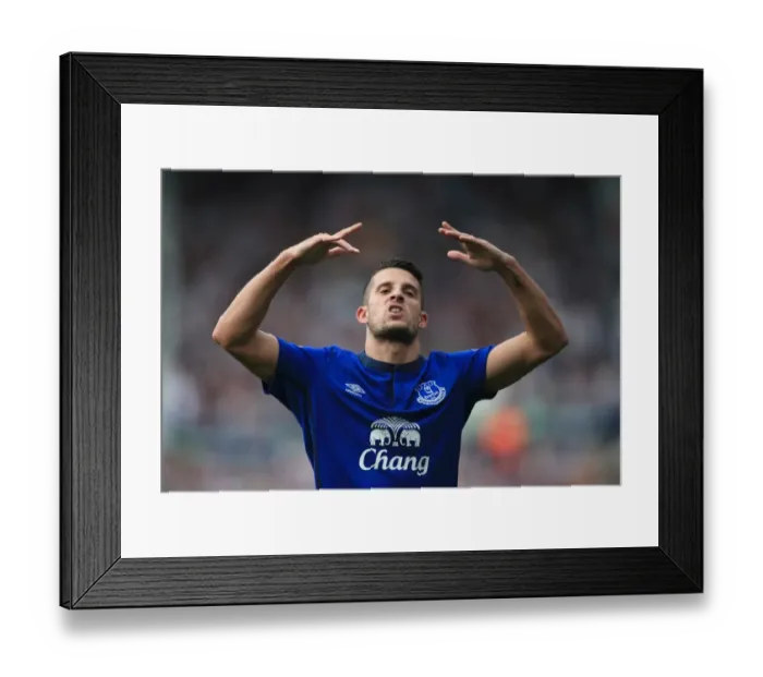 Framed Print : Mirallas Strikes Back: Thrilling Moment as Everton Takes a 2-0 Lead Over West Bromwich Albion