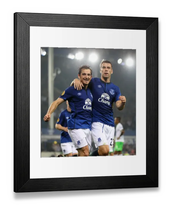 Framed Print : Everton's Unforgettable Europa League Goal Celebration: Coleman and Baines Emotional Reunion (Everton vs. VfL Wolfsburg) Framed Print : Everton's Unforgettable Europa League Goal Celebration: Coleman and Baines Emotional Reunion (Everton vs. VfL Wolfsburg)