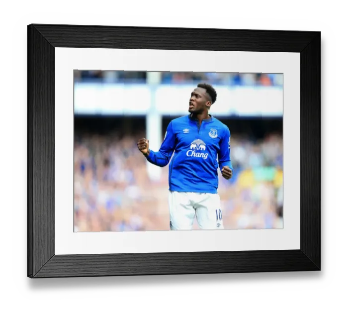 Framed Print : Romelu Lukaku's First Goal: Everton's Victory Over Crystal Palace in Premier League at Goodison Park