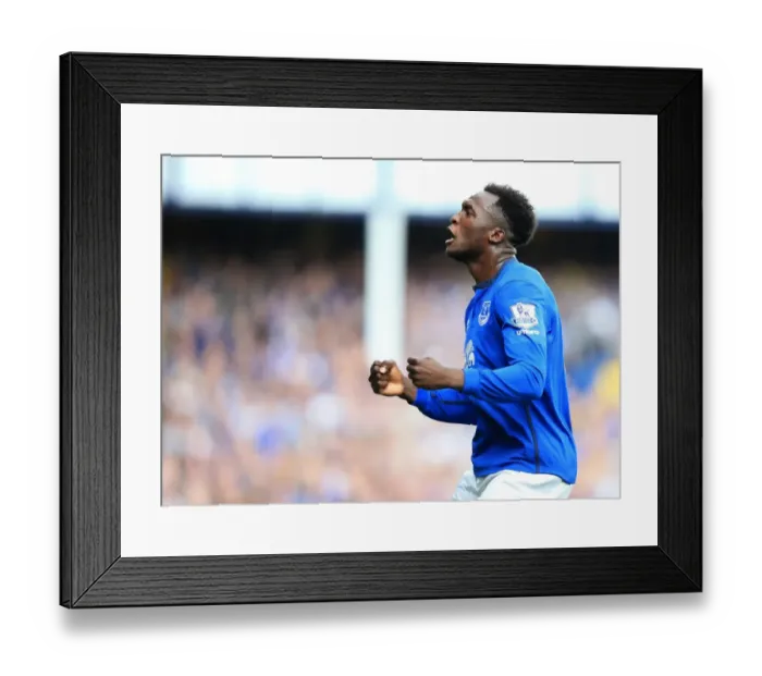 Framed Print : Romelu Lukaku Scores the Opener: Everton's Exciting Win Against Crystal Palace (Barclays Premier League, Goodison Park)